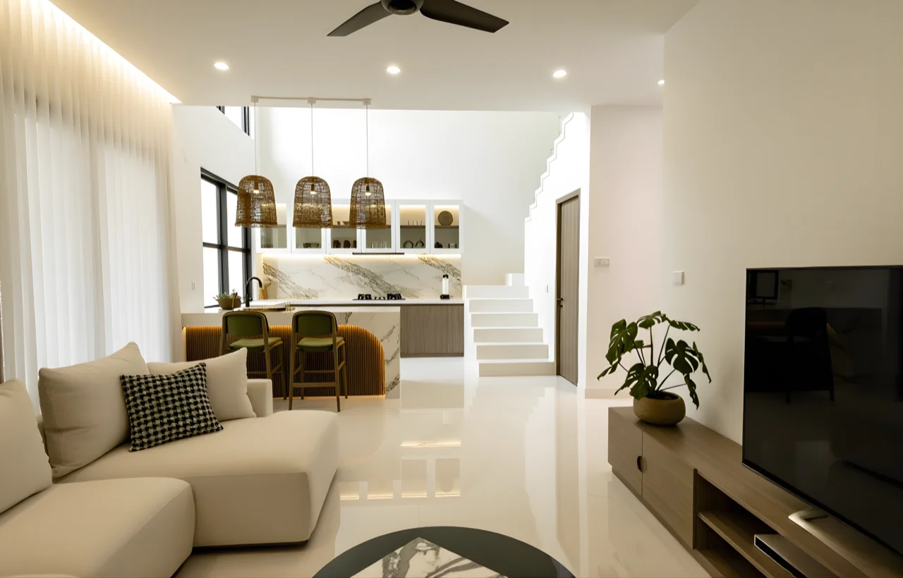 Salon et cuisine ouverte