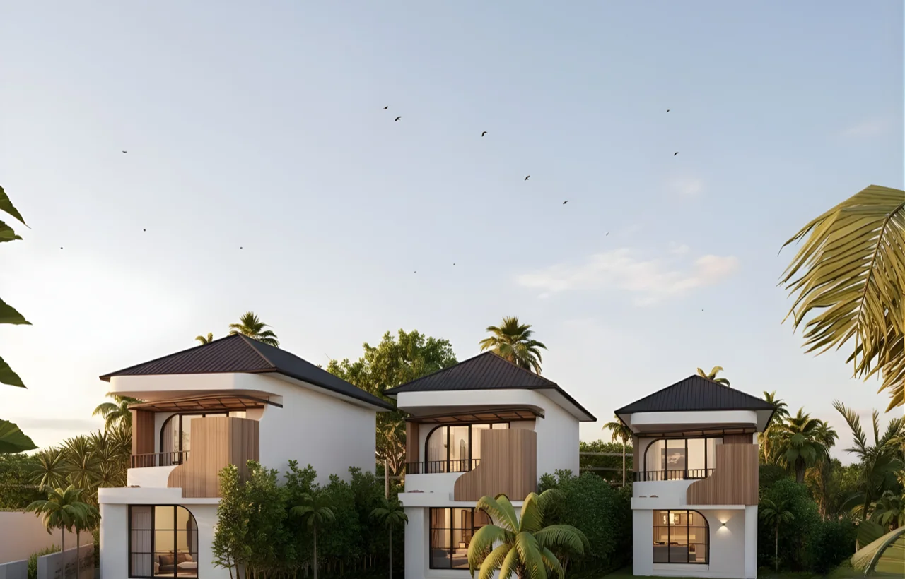 Les 3 villas au coucher du soleil